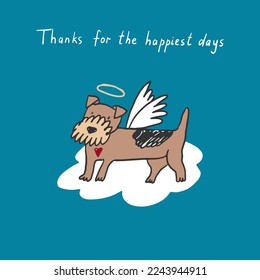  Dog pet death vector illustration poster.