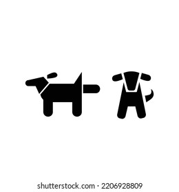 Dog pet front and profile icon set vector simple symbol. Dog poop bag logo symbol design.