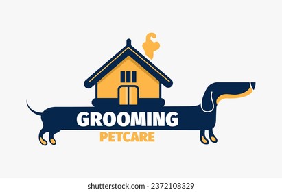 Dog or pet grooming and washing logo design template. Pet Care salon sign. Vector illustration.