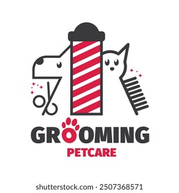 Dog or pet grooming and washing logo design template. Pet Care salon sign. Vector illustration.