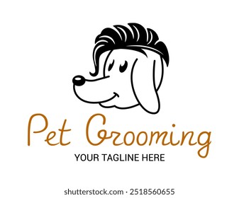 Dog or pet grooming and washing logo design template. Pet Care salon sign. Vector illustration.