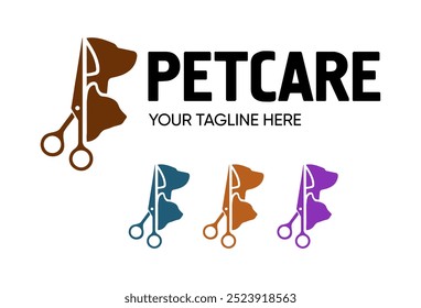 Dog or pet grooming and washing logo design template. Pet Care salon sign. Vector illustration.