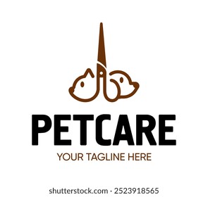 Dog or pet grooming and washing logo design template. Pet Care salon sign. Vector illustration.