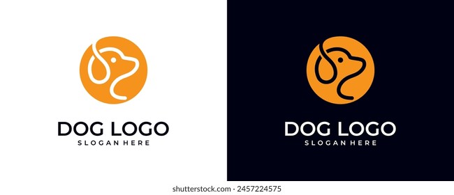 dog pet head logo design vector illustrations