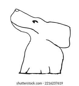 dog pet head profile spaniel long ears nose muzzle neck character vector shape element detail white background black white isolated funny sketch freehand drawing pen ink doodle simple fast kids 