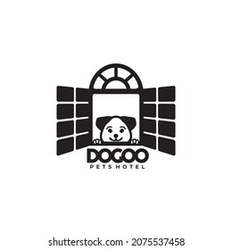 Diseño del logotipo vectorial de hoteles de perros o mascotas