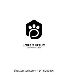 dog pet house home logo vector icon line art outline