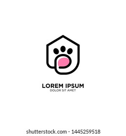 dog pet house home logo vector icon line art outline