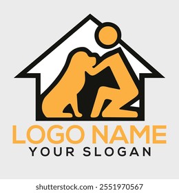 Dog  pet house home logo icon vector dog trainer simple  modern logo 