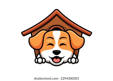 Dog pet house mascot logo cartoon illustration vector