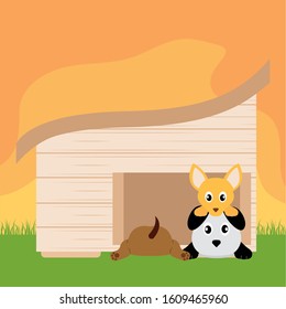 Dog in a pet house - Vector illustration design