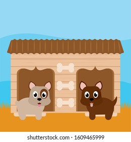 Dog in a pet house - Vector illustration design