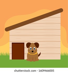 Dog in a pet house - Vector illustration design