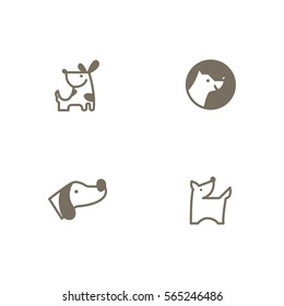 Dog Pet Icon Logo Vector Set Element