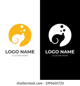concepto de logotipo para mascotas de perro con un estilo de color amarillo y blanco plano