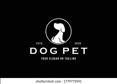 dog pet logo design vector black background template