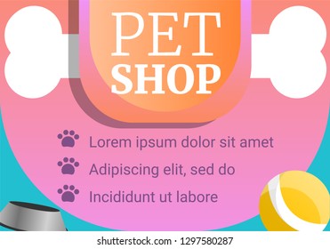 Dog pet shop concept banner. Cartoon illustration of dog pet shop vector concept banner for web design