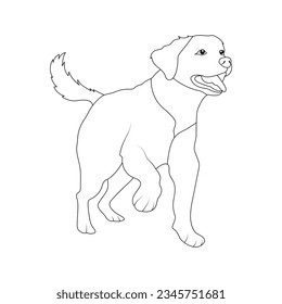 Hundehunde einzelne Linie, Vektorgrafik-Skizze