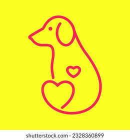 dog pets care lover heart lines simple minimal mascot modern logo vector icon illustration
