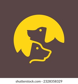dog pets friend circle flat minimal modern simple mascot pet shop logo icon vector illustration