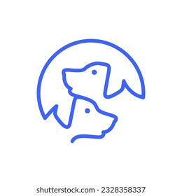 dog pets friend circle lines minimal modern simple mascot pet shop logo icon vector illustration
