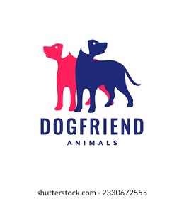 dog pets friends group mascot colorful modern abstract logo icon vector illustration