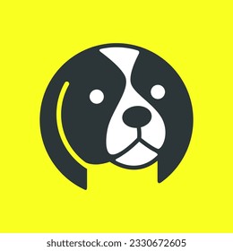 dog pets head circle geometric modern minimal simple mascot logo icon vector illustration