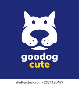 dog pets head modern minimal mascot cartoon simple logo vector icon illustration