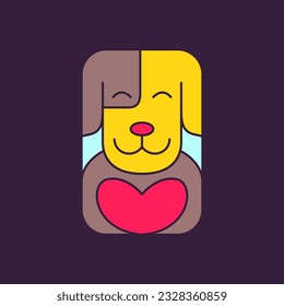 dog pets lover heart care colorful abstract mascot cartoon smile cute modern logo vector icon illustration