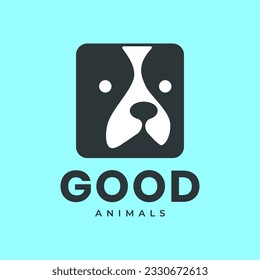 dog pets square modern mascot cartoon simple logo icon vector illustration