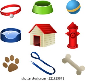 Dog pets stuff icons,  vector illustration. 