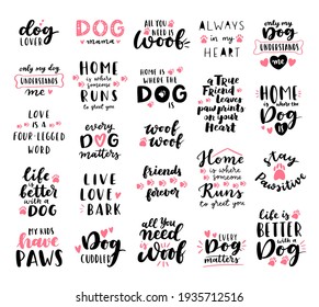 Dog phrase black and white poster. Inspirational quotes about dog, and domestical pets. Hand written phrases for poster, dog adoption lettering. Adopt a dog.