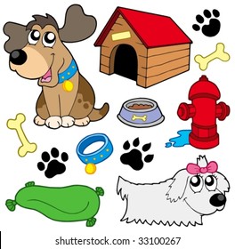 Dog pictures collection - vector illustration.