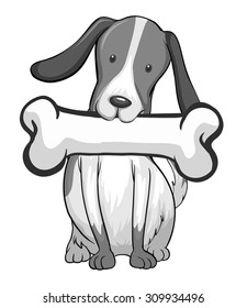 Perro con pieza de ilustración ósea