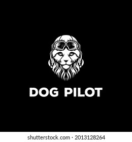 dog pilot logo design vector illustration