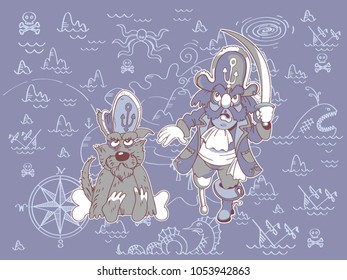 Dog, a pirate and a naval map