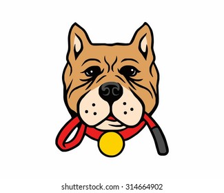 dog pit bull head cartoon character icon 