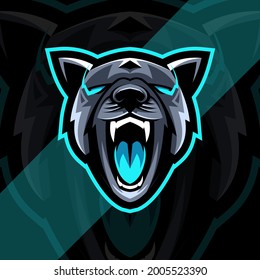Dog pitbull angry mascot logo esport design template