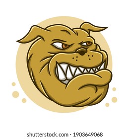 Dog Pitbull Head Cartoon Vector Illustration. Dog Mascot Logo. Animal Doggy Symbol Icon Character Drawing Element
