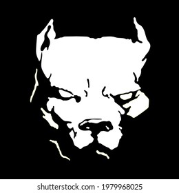 Dog pitbull silhouette portrait minimalism