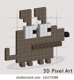 Dog. Pixel Art. Vector