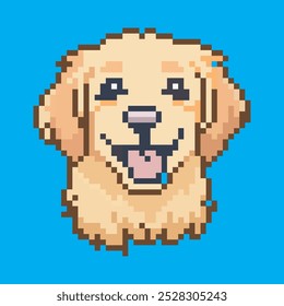Arte em pixels de cachorro, ilustração vetorial em fundo isolado.