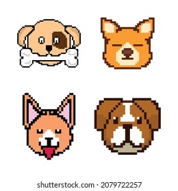 Dog pixel characters Free Vector