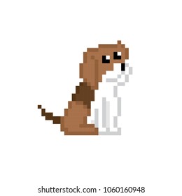 dog pixel icon. Pixel art. Old school computer graphic. 8 bit video game. Game assets 8-bit sprite.