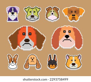 The Dog Pixel sticker Emoji emoticon collection
