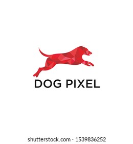 Dog with Pixelated Shape Logo Design Template