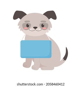 dog with placard flat icon