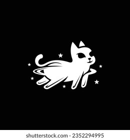 dog and planet space sitting silhouette simple logo