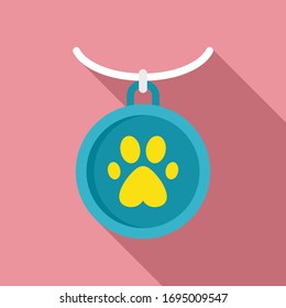 Dog plastic medal icon. Flat illustration of dog plastic medal vector icon for web design