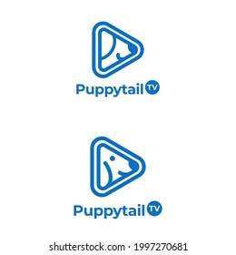 dog and play button logo design. suitable for your brand company